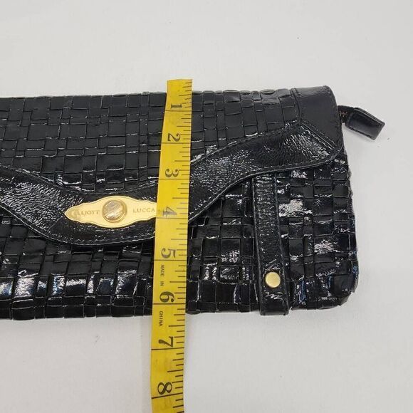 Elliott Lucca Black Woven Leather Clutch With Wrist Strap Women's Bag - Picture 10 of 11